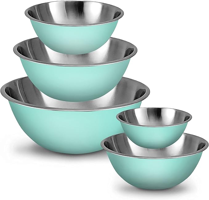 WHYSKO Meal Prep Stainless Steel Mixing Bowls Set, Home, Refrigerator, and Kitchen Food Storage Organizers | Ecofriendly, Reusable, Heavy Duty (Blue)