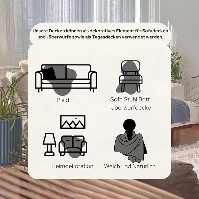 Dalisa 100% Organic Turkish Cotton Throw Blanket - GOTS Certified, Cozy - Perfect for Couch, Bed, and Home Decor - Boho Vintage Knit Alina (Dark Grey, 50x60)