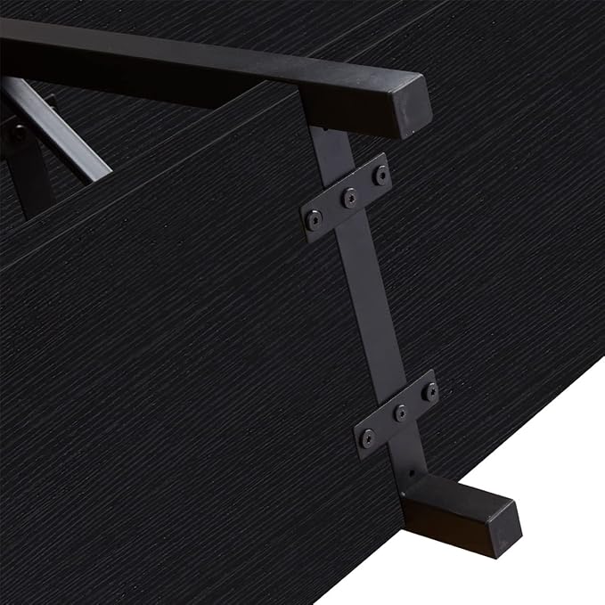 IBF Black Console Table, Modern Sofa Table Behind Couch, Industrial Entryway Table for Hallway Living Room, Farmhouse Wooden Metal Entry Table for Foyer with 3-Tier Storage Shelves, Black Oak, 55 Inch