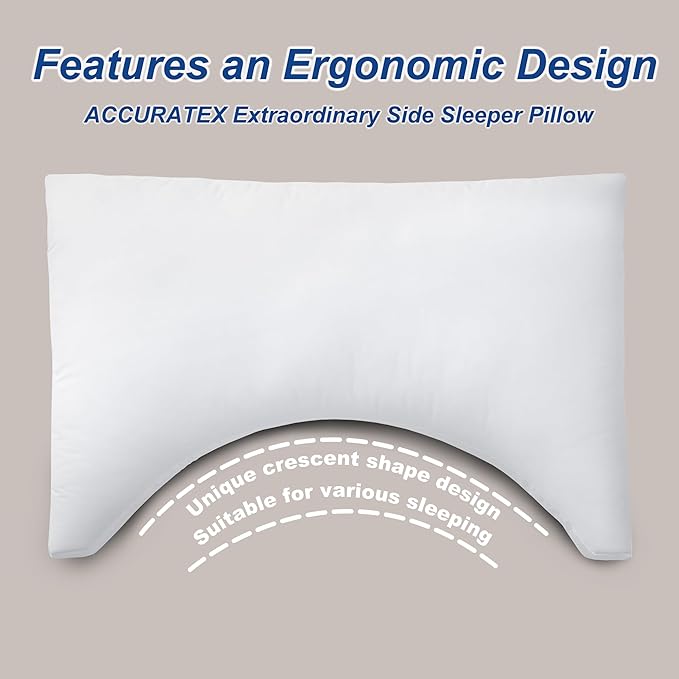 ACCURATEX Side Sleeper Pillow for Side and Back Sleepers-100% Cotton Cover Filled with Down Alternative,King Bed Pillows for Shoulder,Neck & Head Support,Adjustable Shredded Memory Foam Pillow