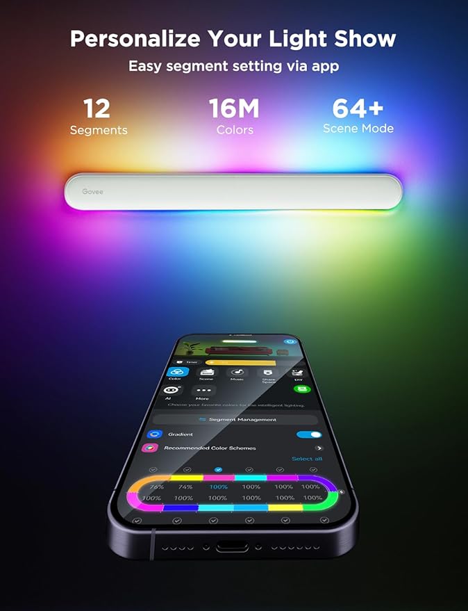 Govee Wall Sconces Set of Two, RGBIC LED Wall Lights, Works with Matter & Alexa, Music Sync, Plug in Wall Mount Light, Dimmable Modern Room Light for Living Room Bedroom Hallway, 2 Pack