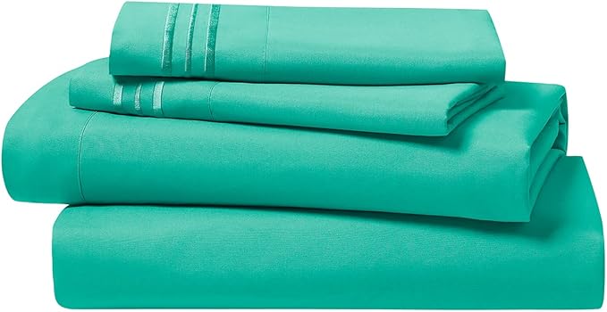 Clara Clark Bed Sheets, Premier 1800 Series 4 Piece Bed Sheet Set, Deep Pocket, Wrinkle, Fade, Stain Resistant, Luxury Soft Bedding Sheets & Pillowcases, Full, Mint Green