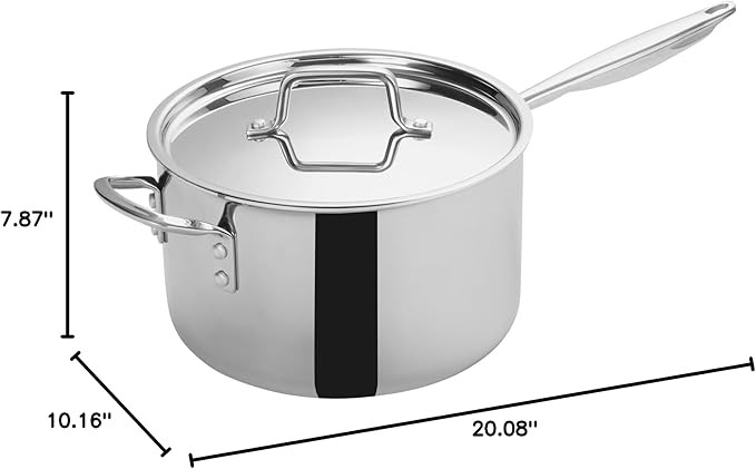 WINCO Tri-Ply Sauce Pan, 7-quart, Silver