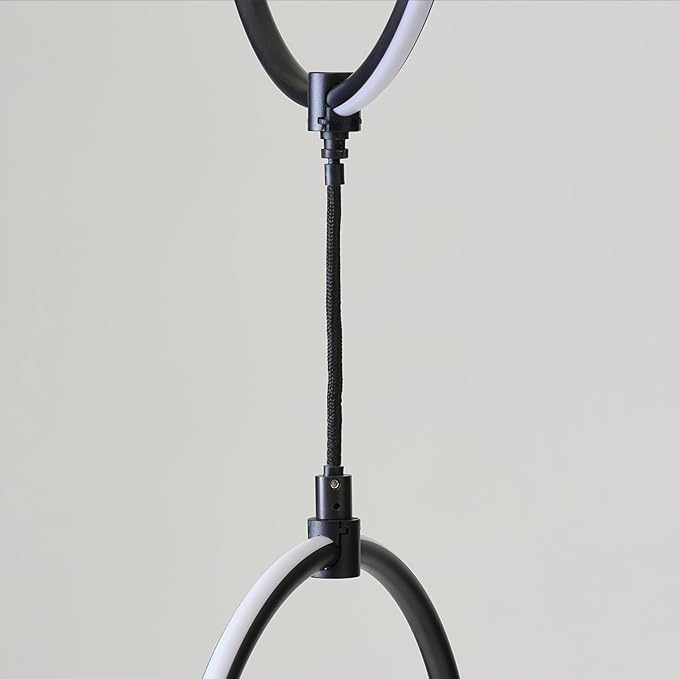 Brightech Nova Modern Color Changing Floor Lamp - LED Lamp with Stunning RGB Color Gradient and Contemporary 3-Circle Ring-Style Pendant - Corner or Over-The-Couch Arching Pole Standing Lamp - Black