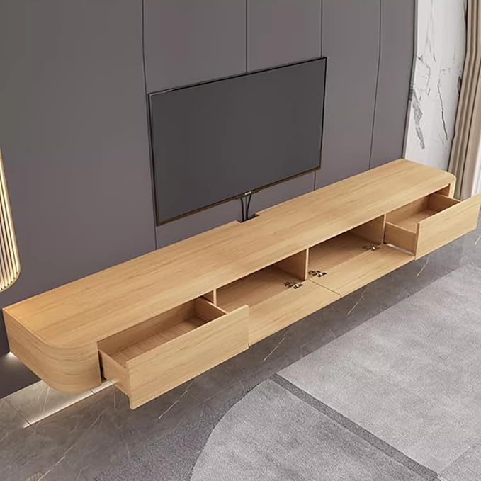 Floating TV Stand,47-118 Inch Wall Mounted TV Shelf,Modern Entertainment Center Media Console with Storage for Bedroom,Living Room (Wood, 70.9")