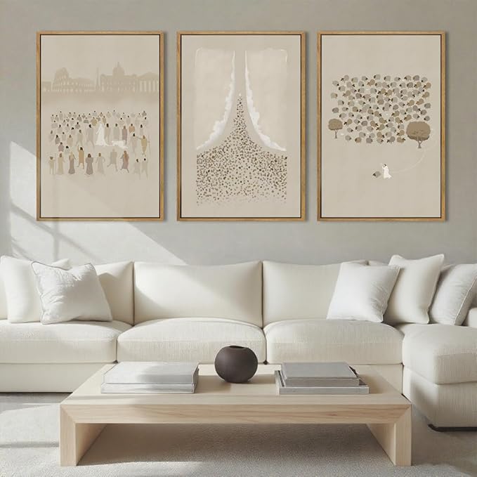 BINCUE Extra Large Jesus Wall Art Framed Jesus and Lamb Wall Painting for Living Room Bedroom Church Decor 24x36 Inch 3 Piece