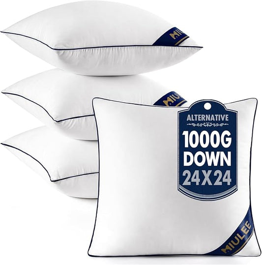 MIULEE 22x22 Pillow Inserts Set of 4 Throw Pillows Premium Down Alternative Pillow Inserts Square Decorative Pillow Stuffer for Sofa, Couch (22x22 inch, Set of 4)