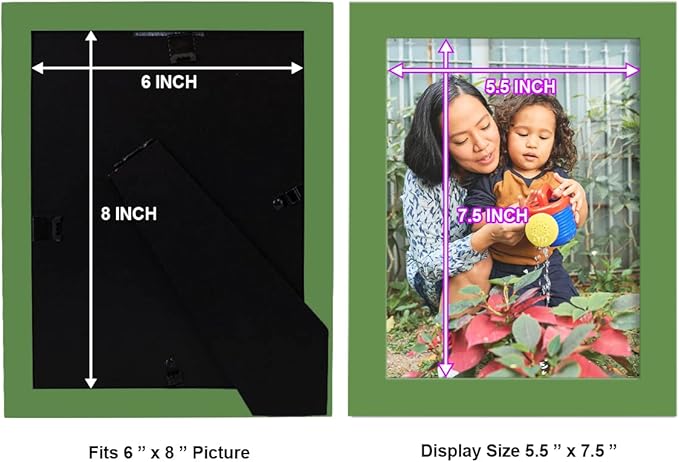 Renditions Gallery 6x8 inch Picture Frame High-end Modern Style, Made of Solid Wood and High Definition Glass Ready for Wall and Tabletop Photo Display, Green Frame