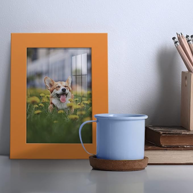 Renditions Gallery 3.5x5 inch Picture Frame High-end Modern Style, Made of Solid Wood and High Definition Glass Ready for Wall and Tabletop Photo Display, Orange Frame