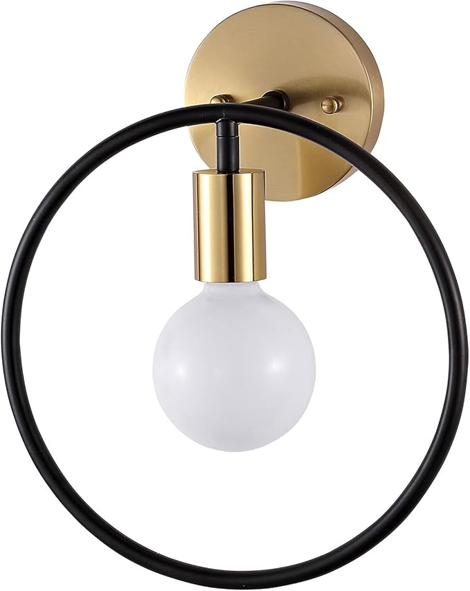 Classy Bathroom Wall Sconce Set of 2 Gold & Black Vanity Industrial Wall Lamp Pole Wall Mount Lighting Fixture