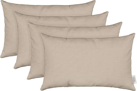 RSH Décor Sunbrella Jumbo Lumbar Pillow Covers – Set of 4 | 26" x 16" | Outdoor Use – Patio, Lounge, Adirondack, Deck | Water & Fade-Resistant | Play Oat | Includes Down-Alternative Inserts