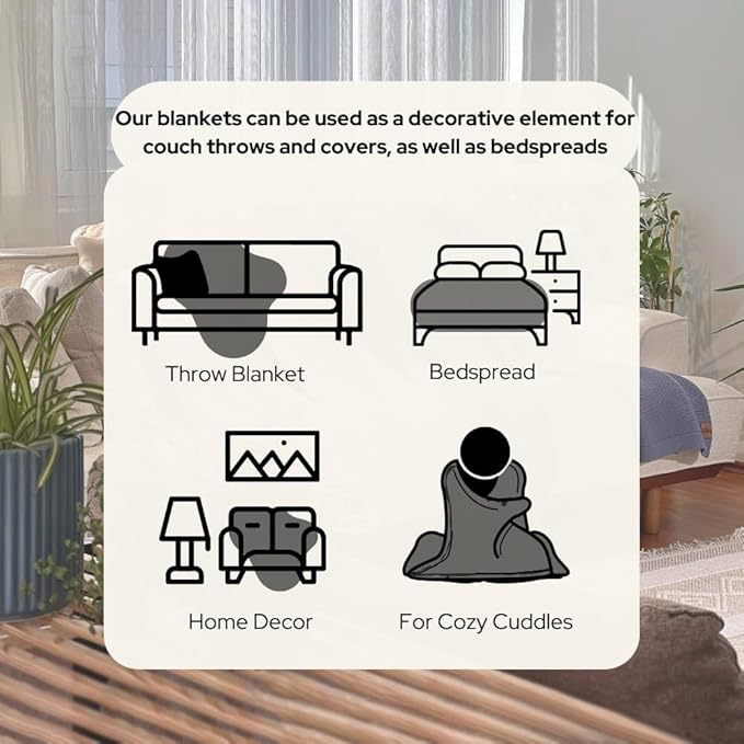 Dalisa 100% Organic Turkish Cotton Throw Blanket - GOTS Certified, Cozy - Perfect for Couch, Bed, and Home Decor - Boho Vintage Knit Alina (Dark Grey, 60x80)