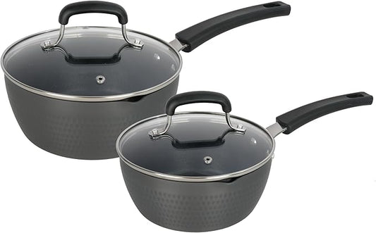 Nonstick Small Sauce Pan with Lid, 1.75 Quart and 2.4 Quart Sauce pan with Pour Spouts, Multipurpose Handy Little Saucepan with Stay Cool Handle, Small Pots for Cooking, Soups, Noodles, Milk