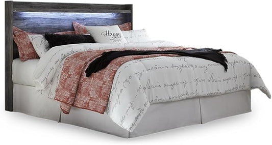 Signature Design by Ashley Baystorm Rustic Coastal LED Panel Headboard ONLY, King, Smoky Gray