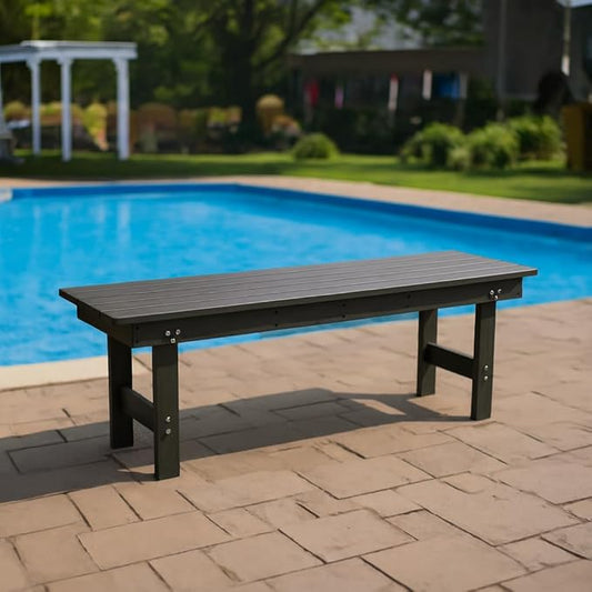Patio Dining Set, All Weather HDPE Outdoor Dining Bench, Gray