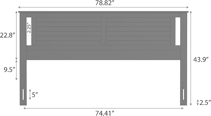 Serene Poplar Wood King Headboard, Modern Farmhouse Panel with Horizontal Scoring, King Size Headboard in Black, Casual Coastal Style, Easy Assembly, Quality Materials