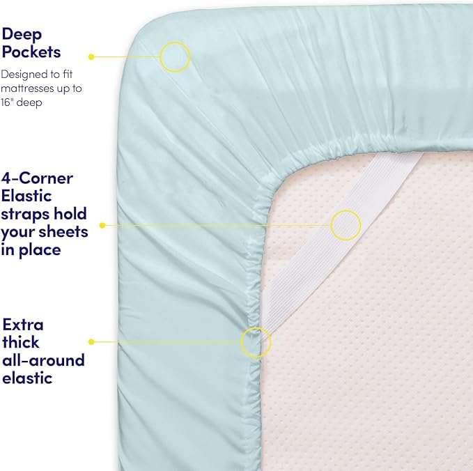 1500 Supreme Collection King Sheet Sets Light Blue- Luxury Hotel Bed Sheets and Pillowcase Set for King Mattress - Extra Soft, Elastic Corner Straps, Deep Pocket Sheets, King Light Blue