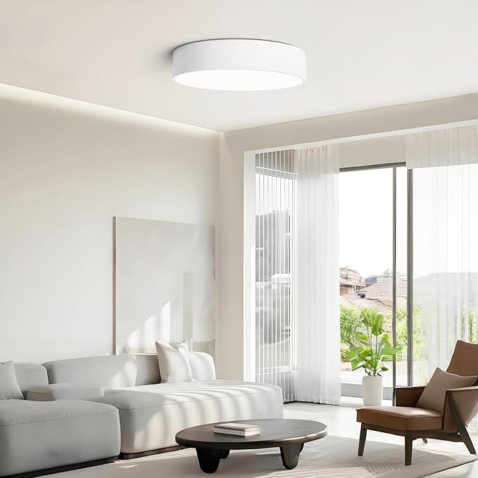 Dimmable LED Flush Mount Close to Ceiling Light Fixture,Living Room Lighting Fixtures,Modern Large Interior Round White Ceiling Lamps for Kitchen Master Bedroom,5CCT 2700K-6000K,15.74 Inch