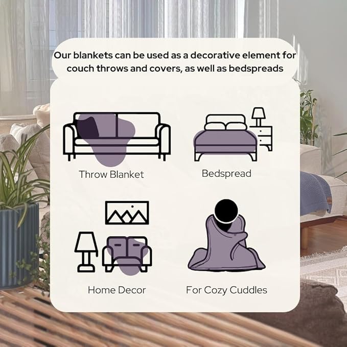 Dalisa 100% Organic Turkish Cotton Throw Blanket - GOTS Certified, Cozy - Perfect for Couch, Bed, and Home Decor - Boho Vintage Knit Alina (Sweet Grape, 60x80)