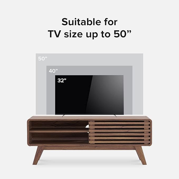 mopio Ensley TV Stand, Mid Century Modern for 55/60/65 inch TV, Farmhouse TV Stand, Entertainment Center with Storage, TV and Media Console for Living Room (Walnut, 46")