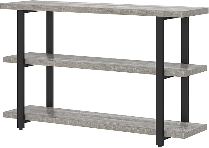 FOLUBAN Sofa Table, Wood Entryway Table with Storage Shelves for Living Room, Modern Console Tables for Hallway, Entrance, or Behind Couch, Light Grey, 47 Inch