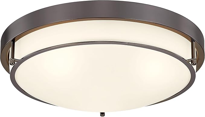 16 inch Flush Mount Ceiling Light, 3-Light Close to Ceiling Light Fixtures with Oil Rubbed Bronze Finish for Bathroom Bedroom Kitchen Hallway, CL4822-3W-BK