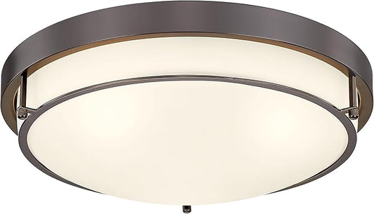 16 inch Flush Mount Ceiling Light, 3-Light Close to Ceiling Light Fixtures with Oil Rubbed Bronze Finish for Bathroom Bedroom Kitchen Hallway, CL4822-3W-BK