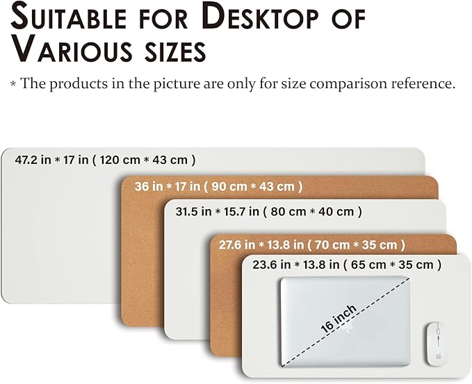 Cork Desk Mat - Small Dual-Sided Desk Pad for Office and Home - Desk Organization and Accessories - Ideal for Large Mouse Pad and Small Desk Mats on Top of Desks(White,23.6"x 13.8")