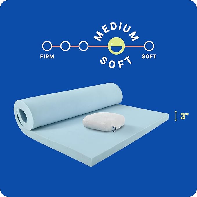 Sealy Dreamlife 3” Gel Memory Foam California King Mattress Topper with Cooling Cover, SealyComfort Gel Foam, SealyCool Stretch Knit Cover with Corner Straps