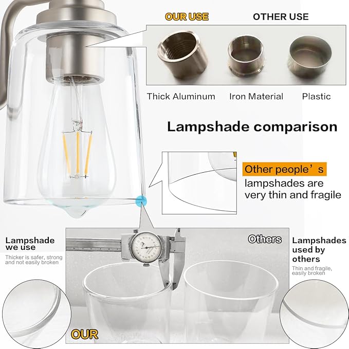 SOLFART 6 Light Bathroom Lights for Bathroom Brushed Nickel Vanity Light Bathroom Vanity Lighting Bath Light Fixtures Over Mirror