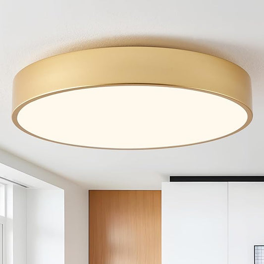 18 Inch Modern Flush Mount Ceiling Light, 4-Lights Gold Round Light Fixture, Minimalistic Ceiling Lamp Fixture for Bedroom Laundry Room Bathroom Living Room