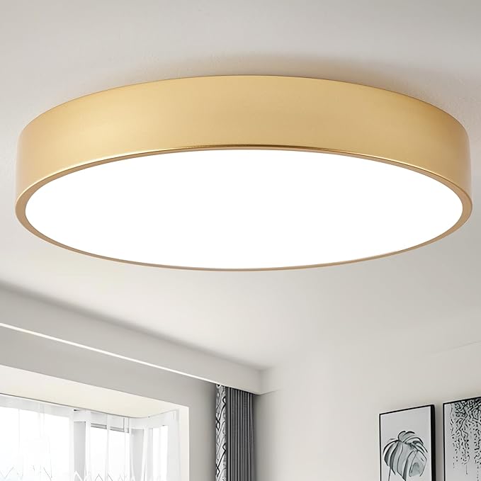 18" Modern Flush Mount Ceiling Light, 4-Lights Round Gold Ceiling Light Fixtures, Minimalistic Ceiling Lamp Acrylic Shade Lighting Fixture for Bedroom Living Room Laundry Room Foyer Hallway
