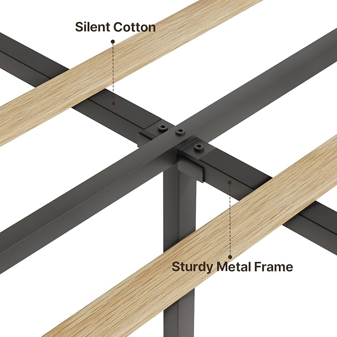 Gizoon King Bed Frame with Wingback Headboard, Upholstered Platform Bed with Modern Geometric Headboard, Wooden Slats, Noise-Free, No Box Spring Needed