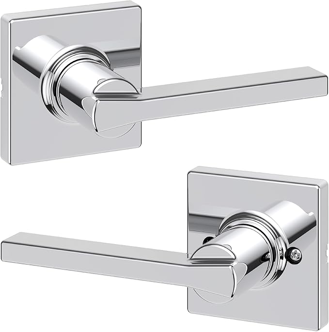 Kwikset Casey Interior Passage Door Handle, Lever For Closet and Hallway Doors, Reversible Non-Locking Handle Lever, Polished Chrome