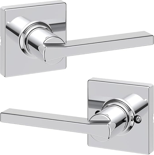 Kwikset Casey Interior Passage Door Handle, Lever For Closet and Hallway Doors, Reversible Non-Locking Handle Lever, Polished Chrome