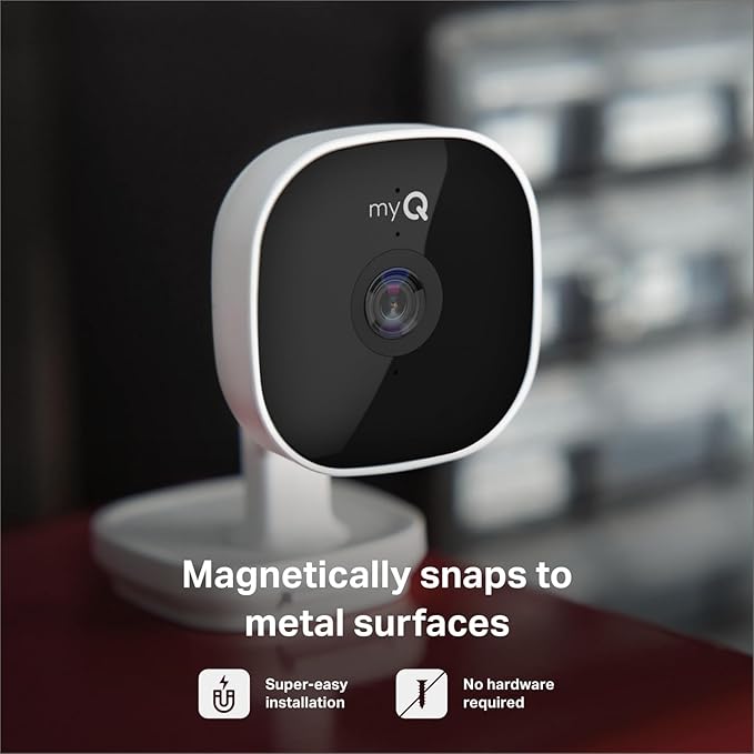 myQ Smart Garage Security Camera – 1080p HD Video, Night Vision, Motion Detection, Magnetic, Wi-Fi, Two-Way Audio, Smartphone Control