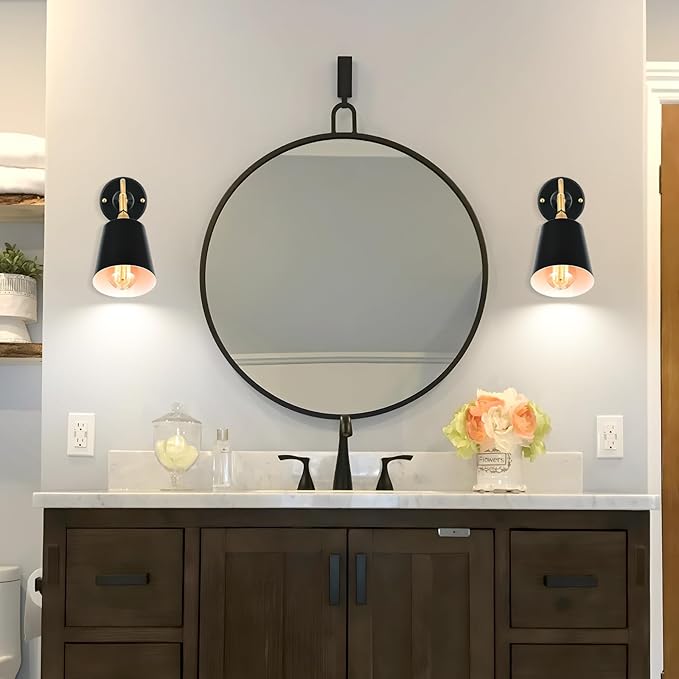 Plug in Wall Sconces, Black Wall Sconce Lighting, Swing Arm Wall Lamp,E26 Base Industrial Wall Light Fixtures with Plug in Cord