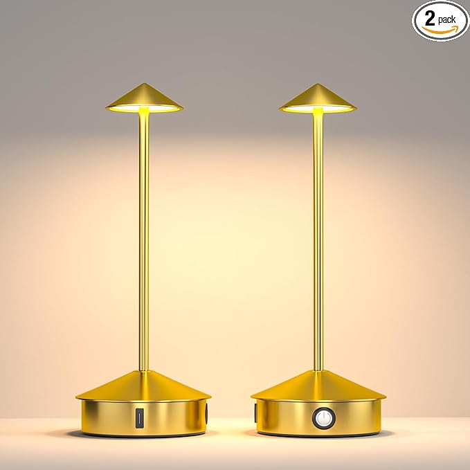 Cordless Table Lamps Set of 2, Portable LED Desk Lamp, 6000mAh Battery Operated, 3 Level Brightness Rechargeable Lamp with Modern Design, Table Light for Home Office/Bedroom/Living Room/Outdoo