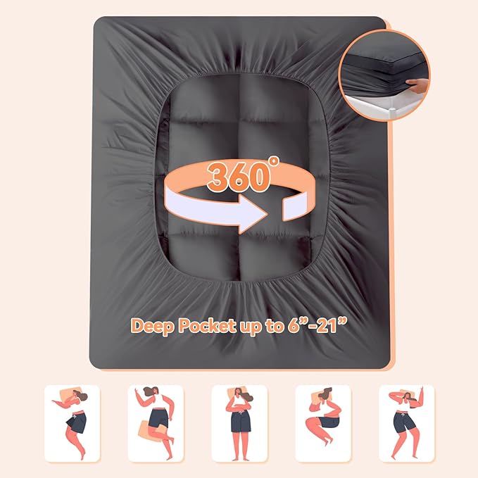 Twin Mattress Topper for Back Pain Relief, Extra Thick Pillow Top Plush Mattress Pad with Deep Pocket, Soft Pillowtop Twin Size Bed Toppers Filled Fluffy Down Alternative, Gray