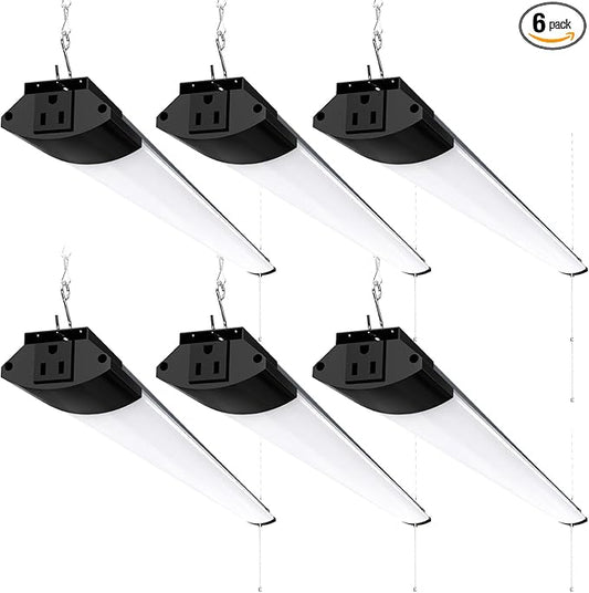 Barrina BS84 LED Shop Lights for Workshop 4FT, 84W, 10000LM, 5000K Utility Shop Lights, Pull Chain ON/Off, Hanging or Flush Mount, ETL, 6 Packs