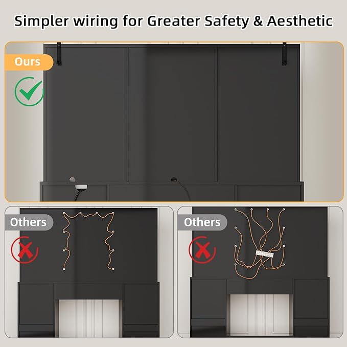 Vanity Desk with Sliding Mirror & LED Lights, Smart Makeup Table with Charging Station, Hairdryer Holder, 7 Shelves, 3 Drawers, 2 Cabinets, Vanity with Extra Hidden Stroage for Bedroom,Black