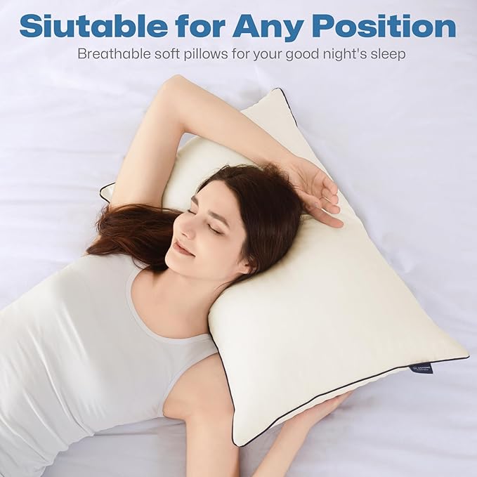 GOHOME Pillows Queen Size Set of 4 - Bed Pillows for Sleeping 4 Pack, Cooling Supportive Hotel Pillows with Premium Soft Down Alternative Fill for Side Stomach and Back Sleepers