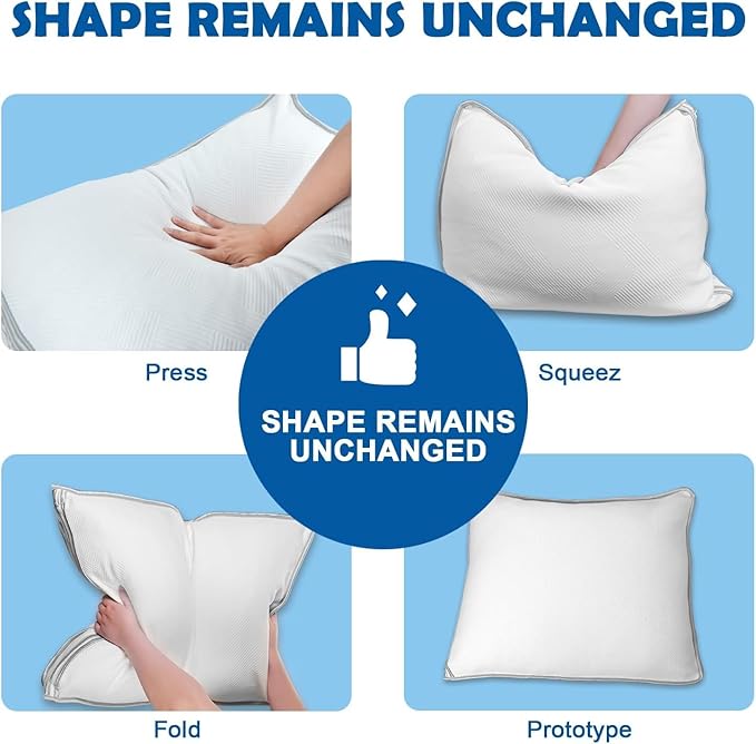 Shredded Foam Pillow King Size - Cooling Memory Foam Pillows That Stay Cold Adjustable Pillows for Sleeping Double-Sided Pillowcase