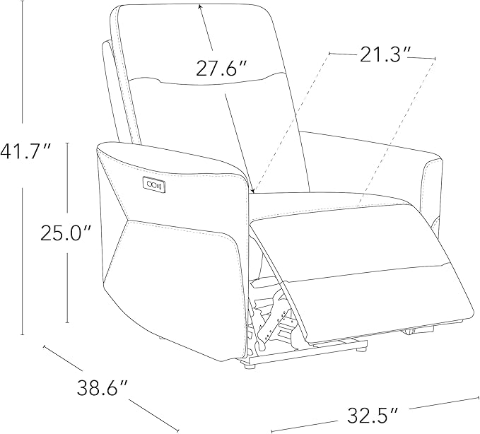 CHITA Genuine Leather Power Recliner Chair for Adults, Electric Wall Hugger Recliner for Small Spaces, Modern Living Room and RV Recliner Chair with Power Headrest & Charging Ports, Light Grey