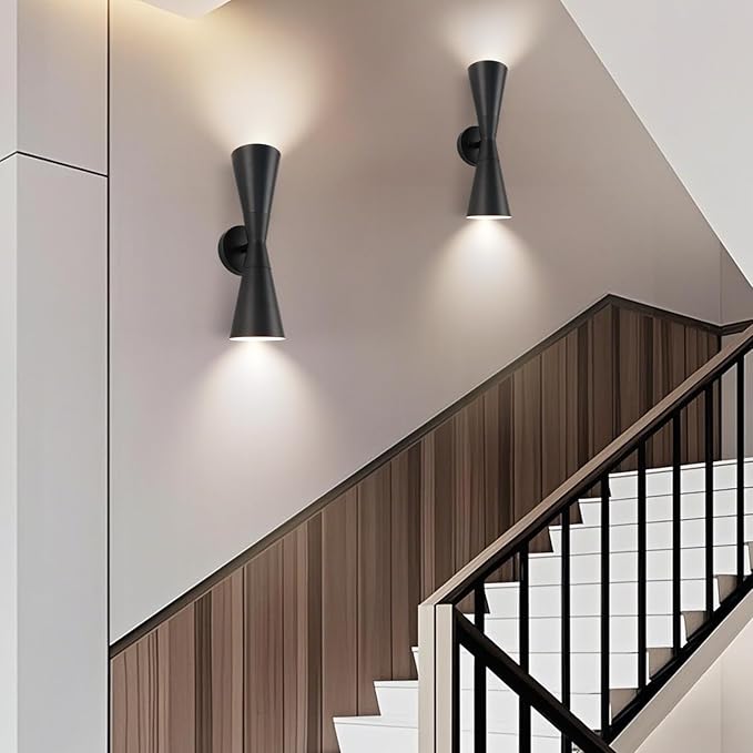 Wall Sconce Bathroom Sconces Wall Lighting, 13 inch Black Modern Sconces Up Down Lights Wall Decor Indoor Wall Light Fixtures for Living Room Hallway Staircase Bedroom Hardwired