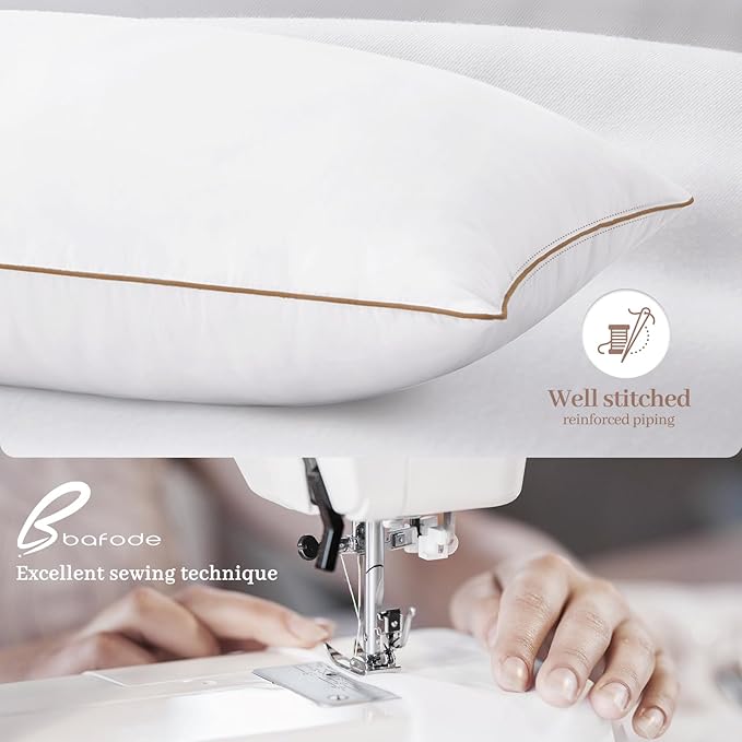 Bafode Goose Feather Pillows, Bed Pillows, Standard Size Set of 2, Hotel Pillows for Sleeping, White Pillows Soft Down Alternative Pillows 20x26