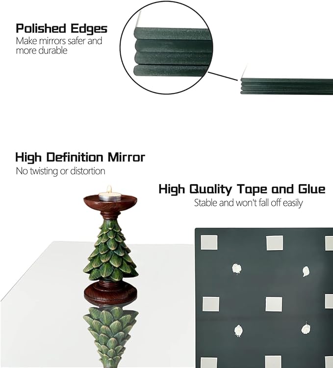 12" x 12" Glass Wall Mirror Tiles for Wall, Frameless Full Length Mirrors Wall Mounted for Home Gym Mirror Yoga Bedroom Dancing Studio Dressing Room (12PCS)