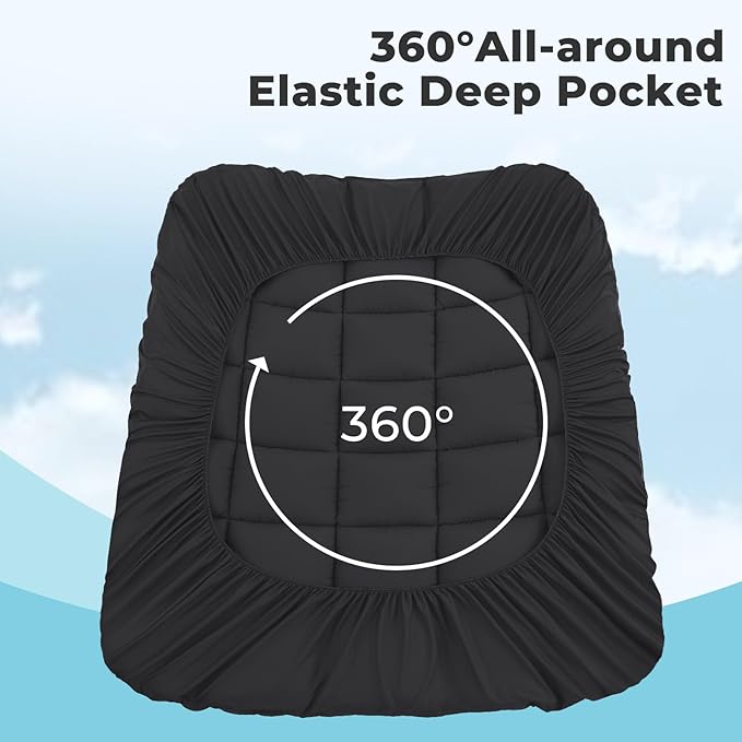 OLANLY Dual-Layer 4 Inch Full Size Memory Foam Mattress Topper for Back Pain, 2 Inch Cooling Pillow Top Mattress Pad Cover and 2 Inch Gel Memory Foam Topper, Deep Elastic Pocket, Black