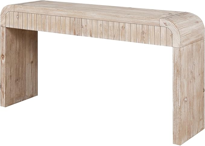 59" Wood Console Table for Entryway, Long Sofa Table Behind Couch Narrow Entryway Table with 2 Drawers Fluted Design for Living Room, Hallway, Foyer, Easy Assembly, Natural Wood