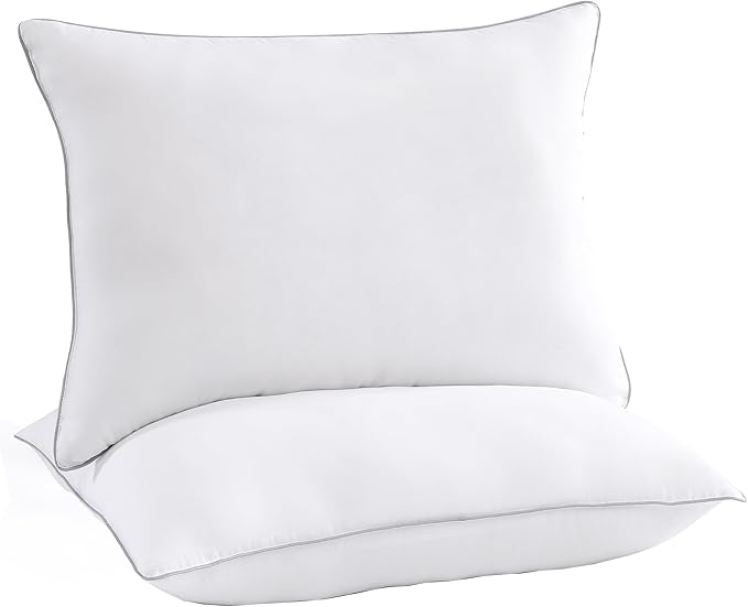 Casa Platino Bed Pillows Queen Size Set of 2 - Firm, Cozy & Soft Pillows for Adults- Pack of 2 – Luxury Queen Size Bed Pillow for Side, Back & Stomach Sleepers - White